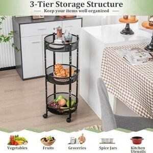 3-Tier Folding Rotating Trolley