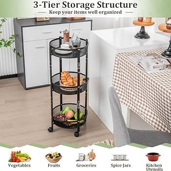 3-Tier Folding Rotating Trolley