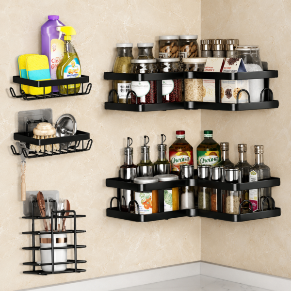 5 PCS Bathroom Rack Set – Premium Stainless Steel Corner Shelves
