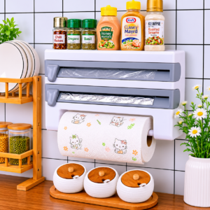 3 in 1 Wall Mounted Kitchen Roll Dispenser