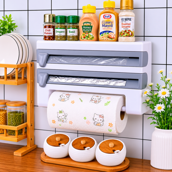 3 in 1 Wall Mounted Kitchen Roll Dispenser