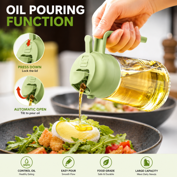 2-in-1 Glass Oil Spray Bottle – Spray & Pour Oil Dispenser