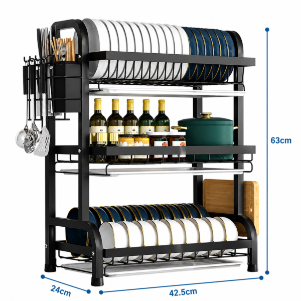 3 Layer Dish Rack – Premium Kitchen Organizer