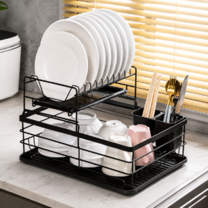 2-Tier Metal Kitchen Dish Drainer Rack