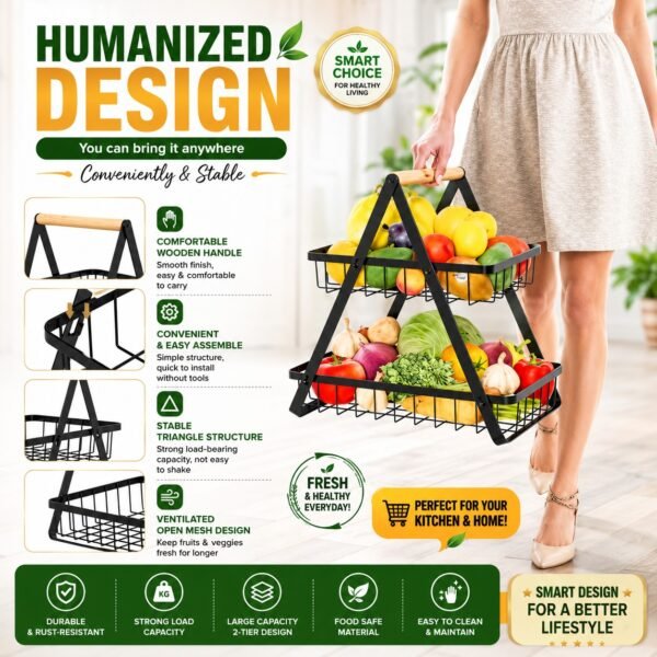 2-Tier Portable Fruit & Vegetable Storage Basket