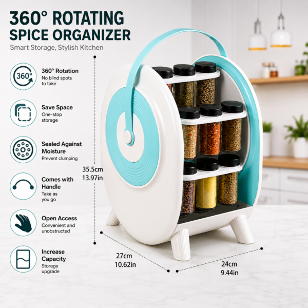 18 PCS 360° Rotating Spice Rack Organizer