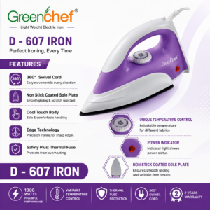 Greenchef Lightweight Electric Iron | 1000W