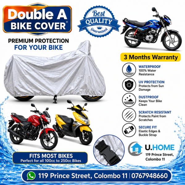 Bike Cover Sri Lanka | Waterproof Protection for Motorcycles 100cc–250cc [බයිසිකල් කවරය]