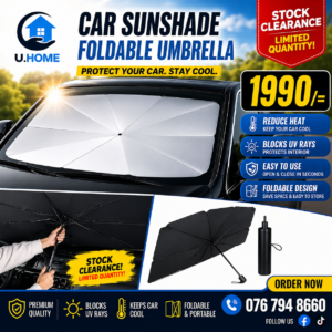 Car sunshade umbrella Sri Lanka foldable UV block reduces cabin heat COD available