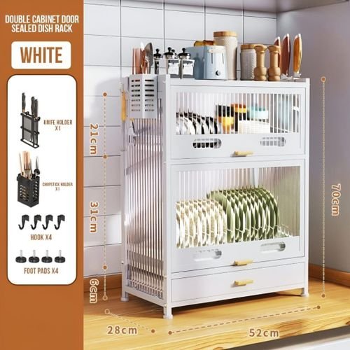 Multi-Function Dish Rack & Storage Cabinet